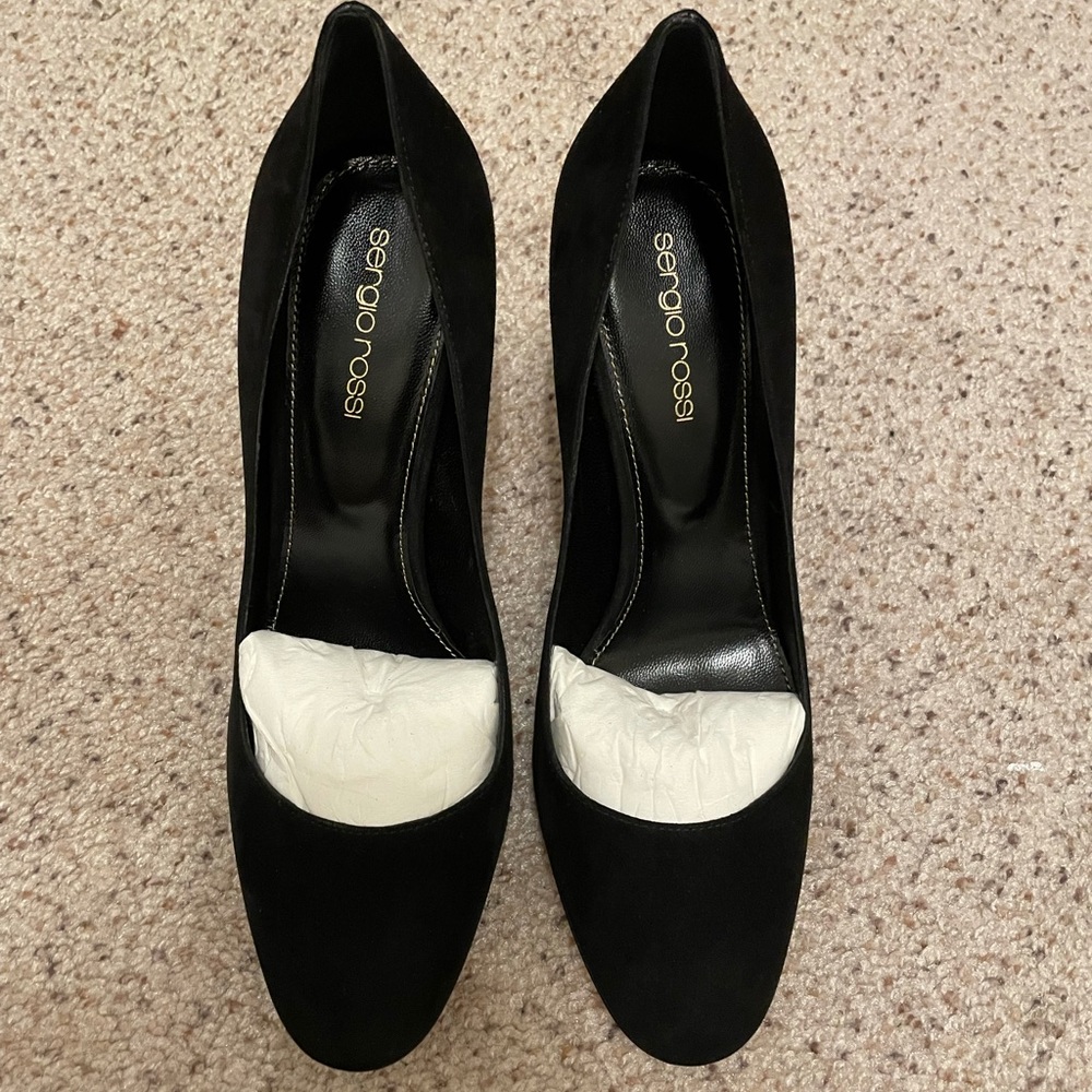 NEW Sergio Rossi black heels in suede size 38